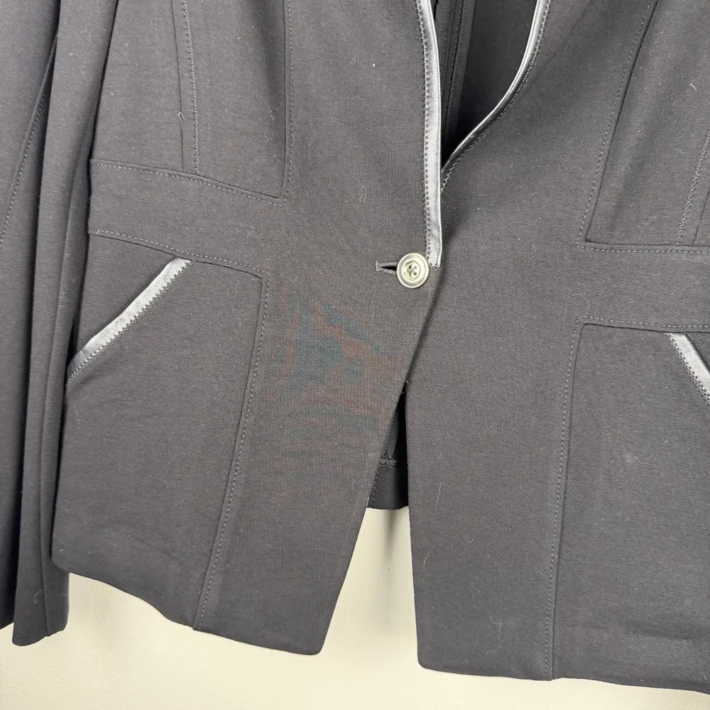 White House Black Market Blazer Jacket Women 10 Black Single-Button Career Fancy - Picture 10 of 16